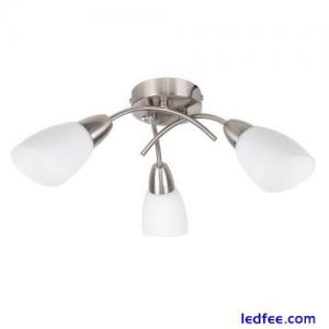 Ceiling Light Fitting Brushed Chrome 3 Arm Crossover Shades Lampshades LED Bulbs