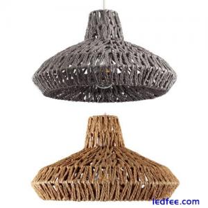 Natural Wicker Rattan Ceiling Pendant Light Shade Lampshade LED Bulb Scandi Boho