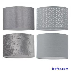 Grey Cotton Velvet Glitter 25cm Easy Fit Ceiling Light Shade Pendant Lightshade