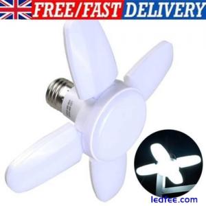 E27 LED Bulb Super Bright Foldable Garage Light Fan Blade Ceiling Light White