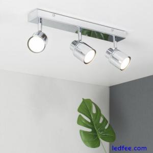3 Way Chrome Ceiling Spotlight Fitting Adjustable Straight Bar Bathroom Lighting