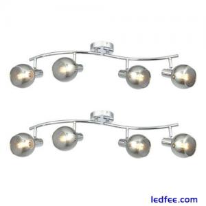 Set of 2 Chrome 4 Way Ceiling Spotlight Modern Kitchen Living Spot Lighting