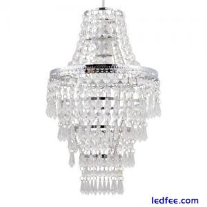 Modern Easy Fit Chrome &amp; Clear Acrylic Crystal Chandelier Style Light Shade