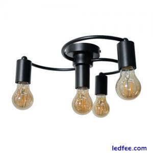 Matt Black Semi Flush Ceiling Light Fitting Swirl Design LED Filament Bulbs