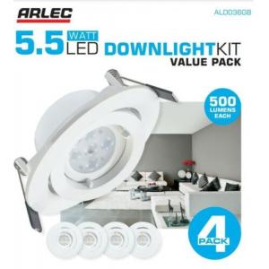 Recessed LED Downlight Kit 4PK - 5.5W Daylight Spotlight Ceiling Gimbal