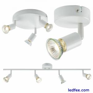 Ceiling Wall Mounted White Round Bar Base Kitchen Shop GU10 LED 1 3 4 Spot Light