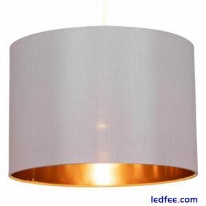 Modern Grey and Copper Easy Fit Ceiling Light Shade 30cm Faux Silk Shade