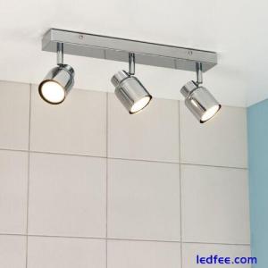 IP44 Chrome 3 Way Ceiling Spotlight Fitting Lounge Bathroom Lamp LED GU10 Bulbs