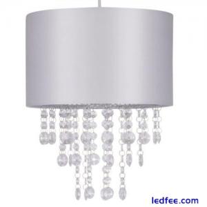 Modern Light Grey Ceiling Light Shade Chandelier with Clear Acrylic Crystal