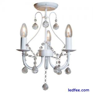 Luxury White &amp; Crystal 3 Light Ceiling Fitting Chandelier Light Lounge Sapparia