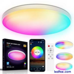 30W Smart LED Ceiling Light Lamp RGB Dimmable Bluetooth WIFI Fixture for Bedroom
