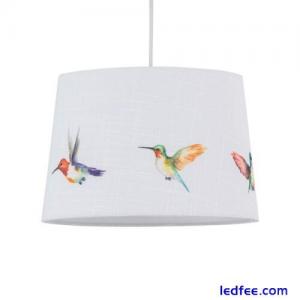 Natural Linen Bird Print Easy Fit Ceiling Light Pendant Shade Table Lampshade