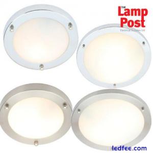 Forum Delphi LED Flush Bathroom Ceiling Light 12w / 18w Chrome / Stainless Steel