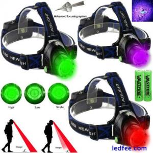 Red/Green/UV LED Hunting Headlamp Head Light Torch Night Coyote Hog Night Vision