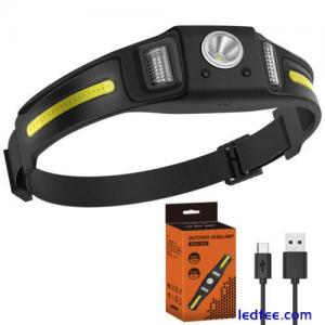 BORUiT Sensor LED Headlamp Head Torch Lamp Rechargeable Headlight Light Camping