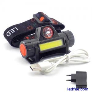 COB XPE USB Rechargeable LED Headlamp Mini Headlight head light Torch Flashlight