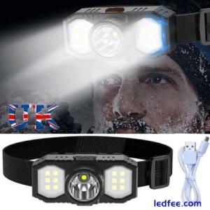 Super Bright Waterproof LED Head Torch Headlight USB Rechargeable Headlamp UK