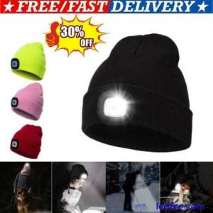 Unisex  LED Beanie Hat Knit Winter Light Up Headlamp Warm Cap Battery