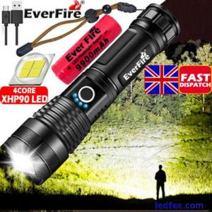 990000Lumens XHP90 Zoom Flashlight LED Rechargeable Torch Headlamp Work Light