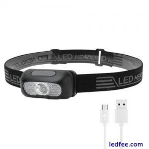 Super Bright LED Head Torch USB Rechargeable Lightweight Headlight Waterproof UK