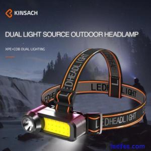 COB LED Head Lamp USB Rechargeable Flashlight Mini Headlight Torch N EW New V5