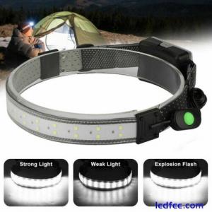 Wide Beam Headlamp Flashlight USB LED Camping Bar Head Lamp Torch Waterproof KD