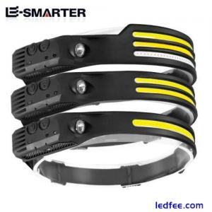 Headlamp LED Sensor Lamp Built in Battery Flashlight USB Rechargeable Head Torch