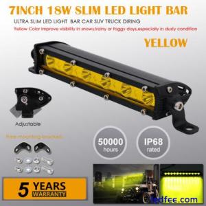 7&quot;inch Yellow Spot Slim LED Work Light Bar Single Row Car SUV Truck Offroad Lamp