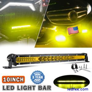 Amber 12&quot; inch LED Work Light Bar Flood Spot Combo Fog Lamp Offroad Driving 10&quot;