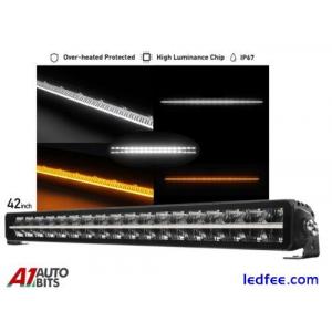 42&quot; PRO Led Light Bar Piano Key Design White Amber Position Lamp 12-24V Dual Row