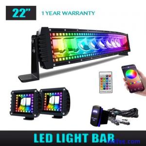 22&quot;In Offroad Flood Spot Combo 120W RGB Halo Halo Curved LED Light Bar for Truck