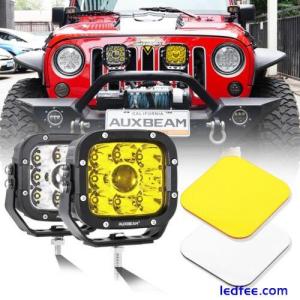 AUXBEAM 5&quot; LED Work Lights Cube Spotlight Offroad Fog Lamp For Truck 4x4 ATV UTV