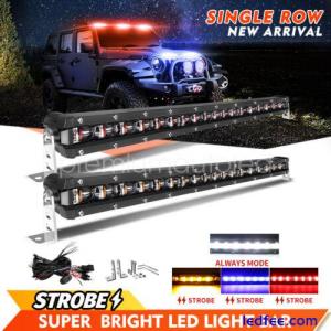 Slim Curved 20/32&quot; White Amber Strobe LED Light Bar Off Road Driving ATV SUV 4WD