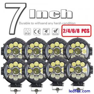 8x Round 7&quot; 80W Led Light Bar Side Shooter DRL Fog Driving Off-Road Driving Lamp