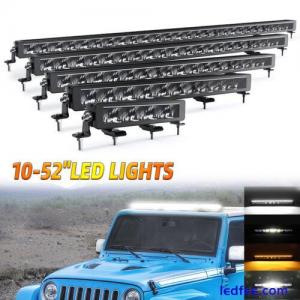 22&quot;32&quot;40&quot;52&quot; LED Work Light Bar Driving White Amber DRL Fog Offroad SUV Truck