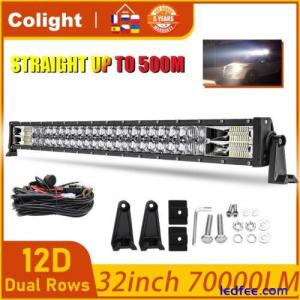 12D Led Light Bar 32inch Combo Spot Flood 2-Rows Driving Work Offroad Boat 4x4WD