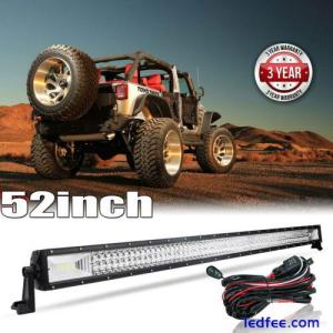 52" inch LED Light Bar Flood Spot Combo Roof Driving Truck Boat SUV w/ Wiring 50