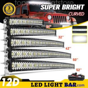 22 32 42 50 52" Led Work Light Bar Curved Spot Offroad Truck Driving Suv 4X4 ATV