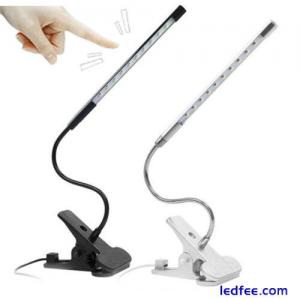 LED USB Clip On Flexible Desk Lamp Dimmable Bedside Table Read Book Study Light