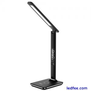 Groov-e ARES LED Desk Lamp with Wireless Charger Pad, Clock and Alarm Black