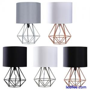 Bedside Table Lamp Industrial Metal Living Room Desk Light Geometric LED Bulb