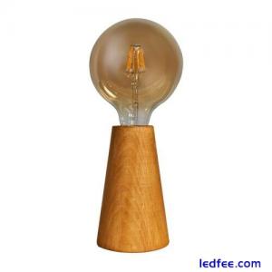 Wooden Lamp Base Natural Table Light Bedside Desk Lounge Lighting Wood Cone LED
