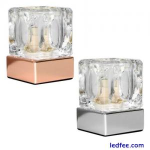 Glass Ice Cube Touch Dimmer Table Lamp Bedside Bedroom Study Office Desk Light
