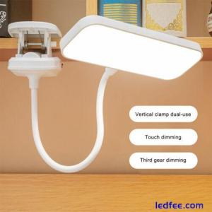 Dimmable Clip-On LED Desk Lamp Flexible Study Reading Light USB Rechargeable