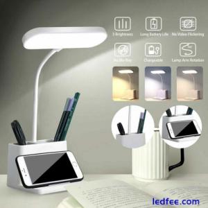 Dimmable LED Desk Lamp Table Beside Reading Light Touch Control USB Rechargeable