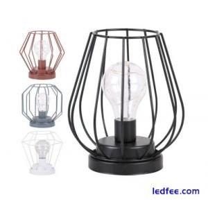 Battery Operated LED Desk Lamp Industrial Retro Light Up Bedside Lantern HomeMAT