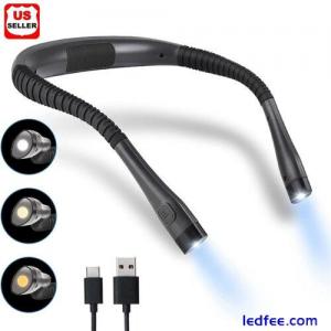 LED Reading Book Light w/Clip Flexible USB Rechargeable Bed Travel Desk Laptop