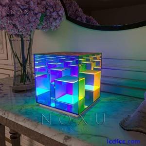 Desk Lamp Dichroic Décor Infinite Effect LED Polychromatic Cube Table Light