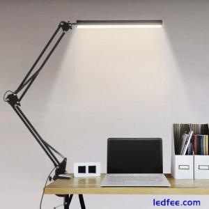 LED Desk Lamp with Clamp, Swing Arm Desk Lamp. Dimmable. 3 Lighting Modes. Black