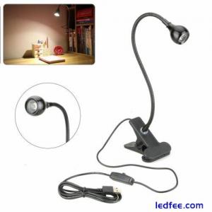 USB Flexible Reading LED Light Clip-on Beside Bed Desk Table Book Lamp white 5V